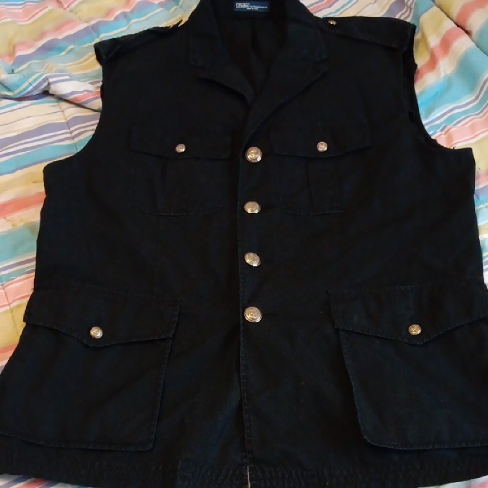 Polo by Ralph Lauren Navy Nautical Gold Buttons With Anchors Vests X2 Bogo